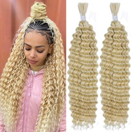 Deep Wave Bulk Braiding Hair Bundles For Braiding No Weft 160g (1 Pack—2 Bundles) Boho Braids Wet and Wavy Synthetic Hair Extensions Curly Micro Braiding Hair For Black Women (20 Inch, 613#)