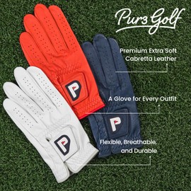 PUR3 GOLF - Premium Cabretta Leather 2.0 Golf Glove for Right-Handed and Left-Handed Golfers | Ball Marker Included