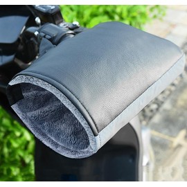OBEST Handlebar Gloves, Motorcycle Handlebar Gloves, Winter Thick Plush Handlebar Sleeves, Waterproof Warm Gloves, Warm and Windproof Reflective Strips, Black, Electric Vehicles and Scooters