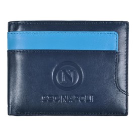 Enzo Castellano SSC Napoli 100% Leather Wallet 123222, Blue, portabile a Mano, Contemporary
