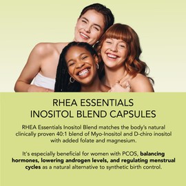 RHEASILVIA Essentials Inositol Supplement | Inositol & D-Chiro Inositol Supplement for Women, Folate & Magnesium | 120 Capsules