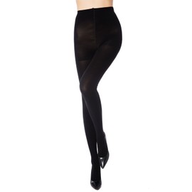 MANZI 1 Pairs Run Resistant Control Top Panty Hose Opaque Tights(X-Large,Black)