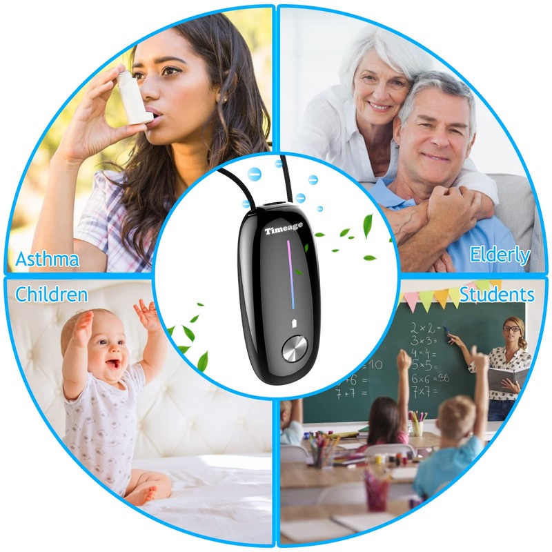 Portable Air Purifier,Timeage Personal Air Purifier Necklace, Wearable Mini Air
