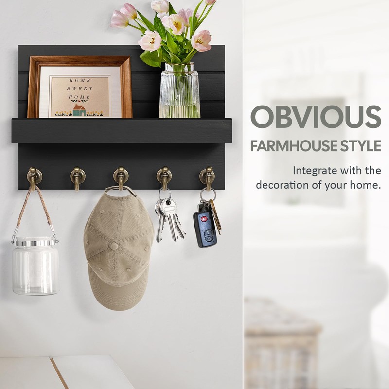 HONJIN Key Holder for Wall: Easy Installation Mail Organizer Wall