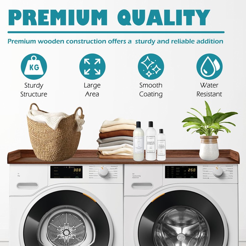 Royxen Laundry Countertop Solid Wood, Countertop for All Front-Loaded Washing