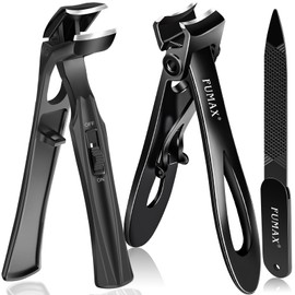 Toenail Clippers for Seniors for Thick Toenails with Wide Opening, Heavy Duty Angled Nail Clippers for Men with Long Handle, Large Fingernail Clippers with Catcher Gifts for Men Women Adults