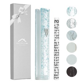 Modern Glass Mezuzah Case for Door with Non-Kosher Scroll Shatterd Glass Design Waterproof Mezuza Cover Home Blessing and Protection
