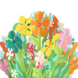 Lovepop Spongebob Squarepants Everyday Pop-Up Paper Flower Bouquet for Her and Him - Flower Buds for Boys, Girls, Men, Women - 12" Bouquet - Blank Notecard Included