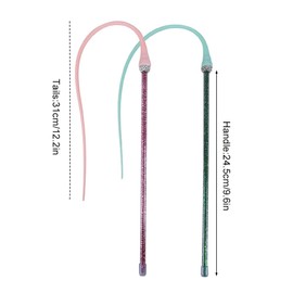 2PCS Mice Tail Cat Teaser Toys, Interactive Cat Wand Toys with 2 Tail Refills, Wiggling Tail Cat Chasing Toys for Cats Kittens Birthday Christmas