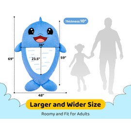 Hobestluk Bean Bag Chairs Bean Bag Floor Cushion Sleeping Mat Bag Bean Bag Chairs for Kids Adults Beanbag with Lovely Dolphin Design for Living Room Bedroom or Playroom (Blue)