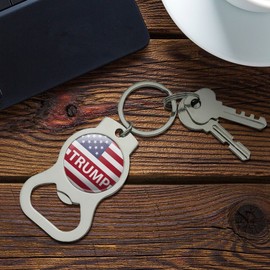 President Trump American Flag Keychain with Bottle Cap Opener