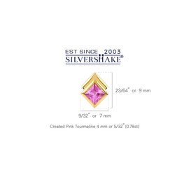 Silvershake 4MM Created Pink Tourmaline 14K Yellow Gold Plated 925 Sterling Silver Minimalist Square Geometric Stud Post Earrings October Gemstone Birthstone Jewelry for Women, Sterling Silver 14K