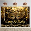 Black Gold Glitter Happy Birthday Backdrop Masquerade Gold Mask Photography