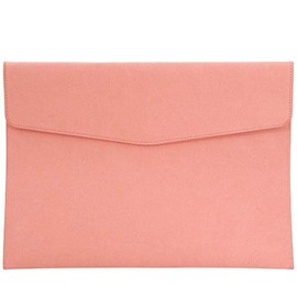 CALFOVERA A PU Leather File Holder Document Folder Pink Thin Waterproof Portfolio Storage Envelope Organiser Bag with Snap Closure for Receipt Contract Stationery Tablet