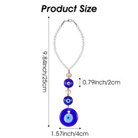 Shimmeroo Evil Eye Car Charm Hanging Ornament,Evil Eye Decor Rearview Mirror Hanging Accessories for Rear View Mirror Window Door Decorative Accessories (Blue,Round Shape)