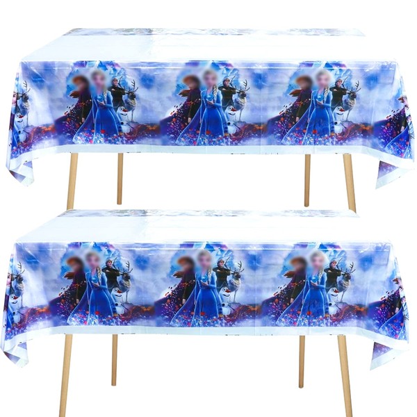 2 Pcs Winter Ice Princess Party Tablecloth Winter Ice Princess Themed Birthday Party Decoration Princess Table Cover for Girls Birthday Party Princess Party Table Decoration Supplies 70 x 42 in