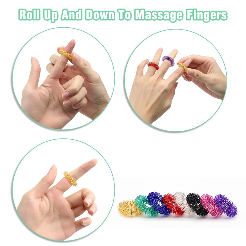 Akupressur Ring, 40 Stück Massageringe für Finger, Finger Massageringes für