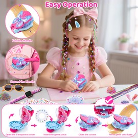 SEMKOTREE Hair Bedazzler Kit, Glitter Stones Hair Machine with 480 Glitter Rhinestones and Hair Strands Children, Hair Glitter Hair Gemstone Styler Hair Accessory Gift Girls 6 7 8 9 Years