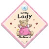 Little Lady Baby on Board Schild rosa Bär, 14 cm