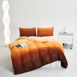 Houseri Velvet Gradient Orange White California King Comforter Set Cream Yellow Sherpa Orange Brown Fluffy Bedding Sets Puffy Plush Soft Cozy Warm Flannel Fuzzy Bed Quilts Comforters Cal King Size