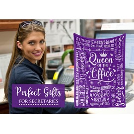 Secretary Gifts for Woman, Throw Blanket for Secretaries' Day Administrative Professional Day Gifts for Appreciation, Christmas, Birthday - 50" x 65" Queen of The Office