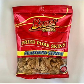Bemar Snacks Fried Pork Skins Seasoned Strips 24 bags/3oz per bag