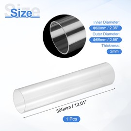 uxcell Clear Rigid Acrylic Pipe, 60mm(2.36") ID x 65mm(2.56") OD 12" Round Polycarbonate Tube Plastic Tubing for Plumbing, Lighting, Aquarium, DIY Projects