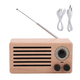 Retro Mini Bluetooth Speaker Bass Audio Stereo Subwoofer FM Radio Support AUX USB Hands Free Call(Maple Color )