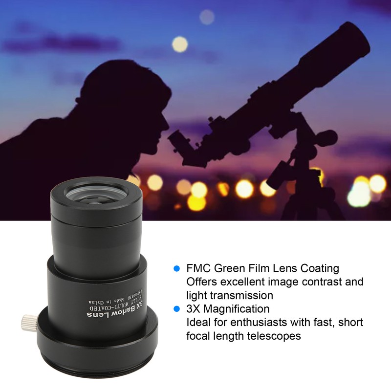 3X Magnification Lens 1.25inch Eyepiece Lens with T2 Photography Thread
