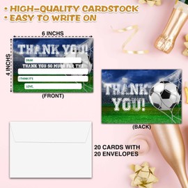 Chuxvon Kids Thank You Cards Fill in the Blank, Soccer Thank You Cards, Sports Greeting Cards, Thank You Notes For Boys, Birthday Party Decorations Favors (20 Cards With 20 Envelopes) -17