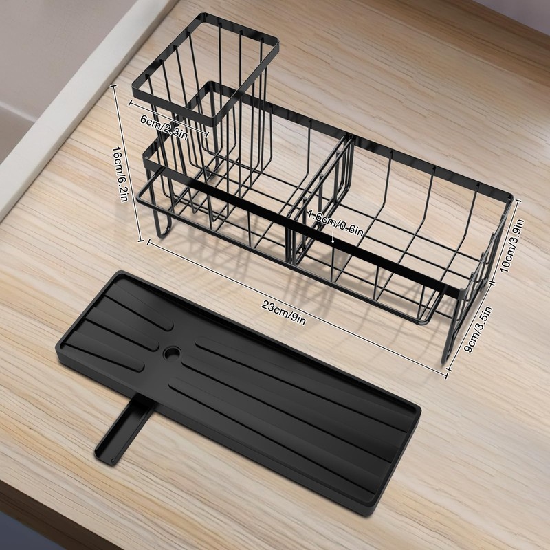 Woobroo Caddy Kitchen Organiser Sink Tidy with Detachable Drainage, carbon