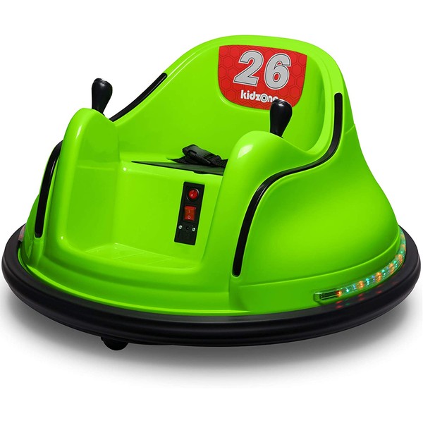 Kidzone DIY Race #00-99 6V Kids Toy Electric Ride On Bumper Car Vehicle Remote Control 360 Spin ASTM-Certified, Green