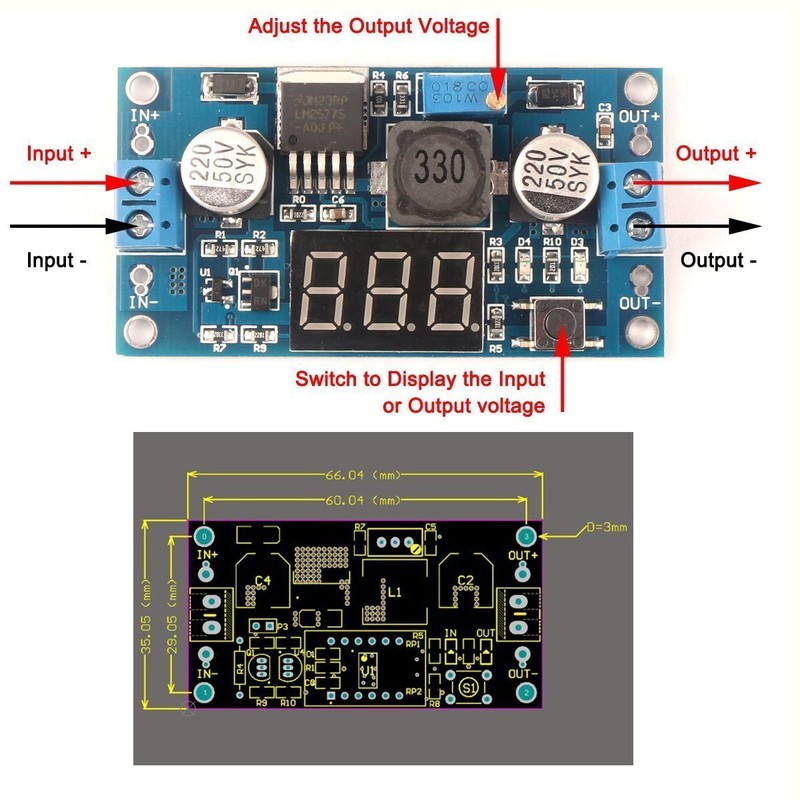 DollaTek LM2577 Boost Converter DC 3-34V to 4-35V 5V /