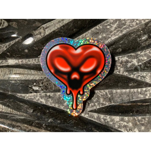 Sick Stickems Skull Heart Glitter Sticker 3” Dripping Lenore JTHM
