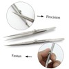 BIUDECO 2pcs Steel Pointed Tweezers Set Professional Jewelry Tweezers Kit