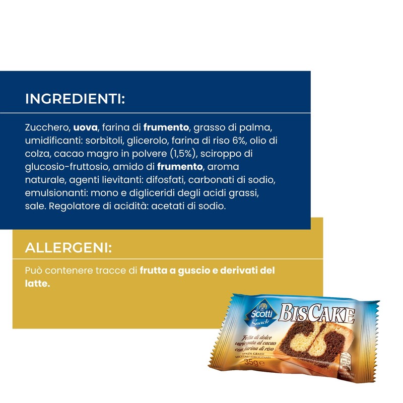 Riso Scotti Snack - BisCake Merendine Variegate Vaniglia e Cacao