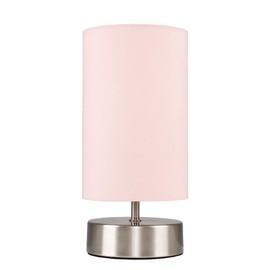 MiniSun Modern Chrome Touch Dimmer Bedside Table Lamp with Pink Cylinder Light Shade