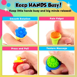 Fidget Rings Sensory Toys for Kids: 18 Pack Fidget Anxiety Spinner Rings- Autism Sensory Toy for Special Needs ADHD- Stress Relief Quiet Fidgets for Classroom- Small Treasure Box Prizes Travel Gifts