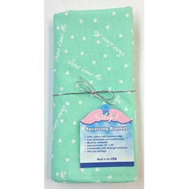 NuAngel Receiving Blanket - Soft and Cozy 100% Cotton Flannel Receiving Baby Blanket for Boys, Girls and Neutral -Mint Jesus Loves Me- Made in the USA. Ideal for Swaddling and Nursing Your Baby