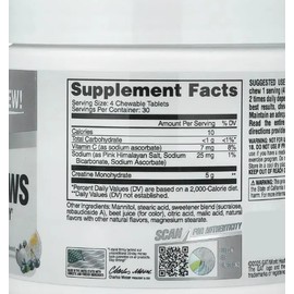 Creatina Masticable Gat Sport Chews Cero Azucar Sabor Ponche De Frutas 120 Tabletas