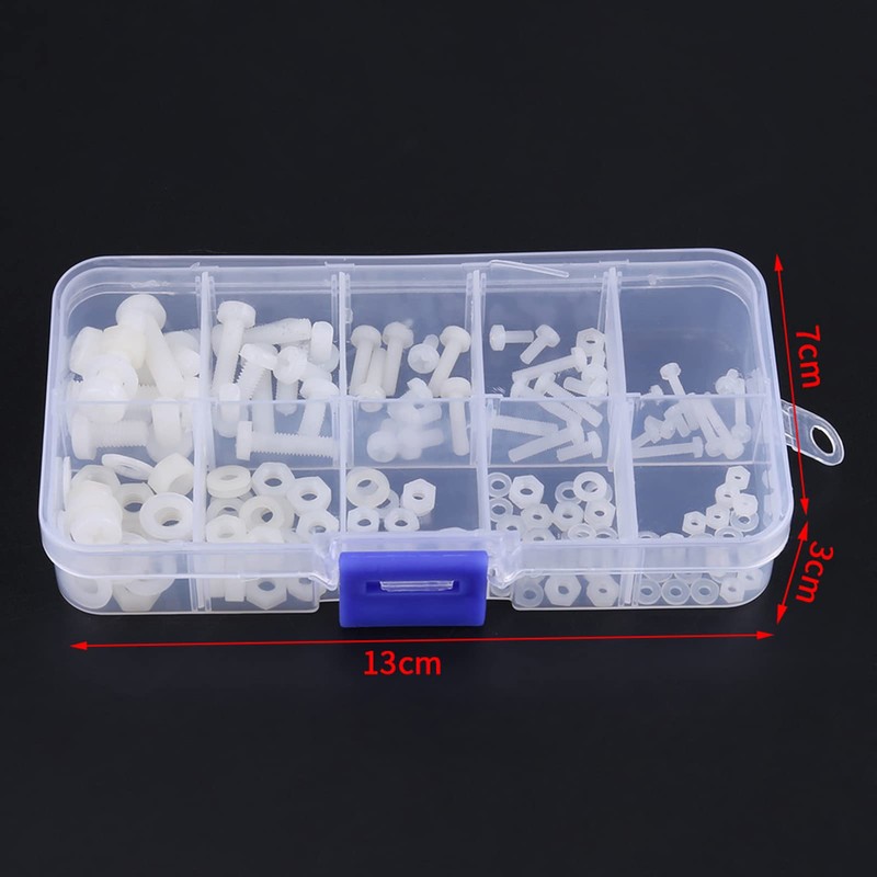 Nylon Screw Nut Washer Assortment Kit, 150pcs M2 M2.5 M3