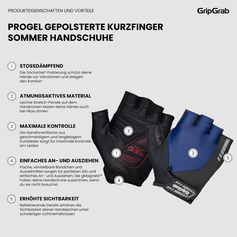 GripGrab ProGel 4 mm DoctorGel Padding Fingerless Gloves Bicycle Summer