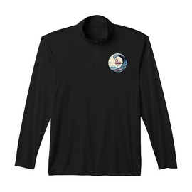 Funny Pink Flamingo Surfer Dude - Tropical Great Big Wave Performance Quarter-Zip Top