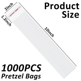 EILPIYIT 1000 Pcs Pretzel Sticks Individual Bags, 1.5 × 9.5 Inches with Seal Stick for Rods and Ties