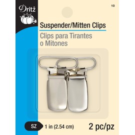 Dritz Suspender Mitten Clips, 2-Pack, Nickel, 2