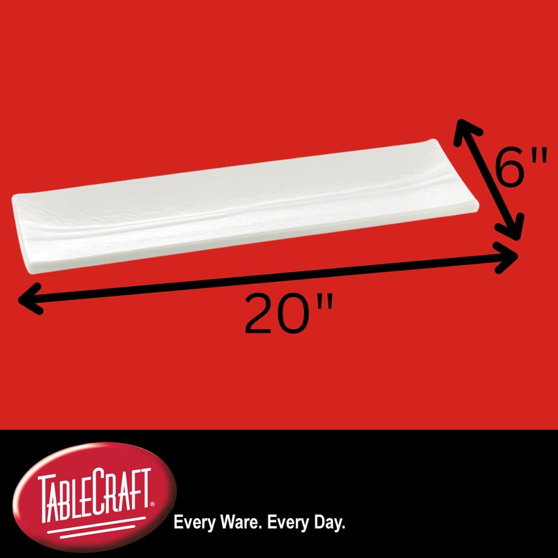 TableCraft Products M206 Dish, Rectangle, Melamine, 20" x 6", White