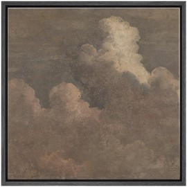 SIGNFORD Framed Canvas Print Wall Art Seaside Cliffs Watercolor Coastal Landscape with Ocean View Nature Wilderness Illustrations Rustic Zen Colorful for Living Room, Bedroom, Office - 24"x24" Black