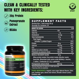 BODi Recover Whey Protein Powder Blend– Post-Workout Orange Whey Supplement for Muscle Recovery with 20g Protein, BCAAs, Pomegranate Extract - Fast Recovery - 20 Serving Tub