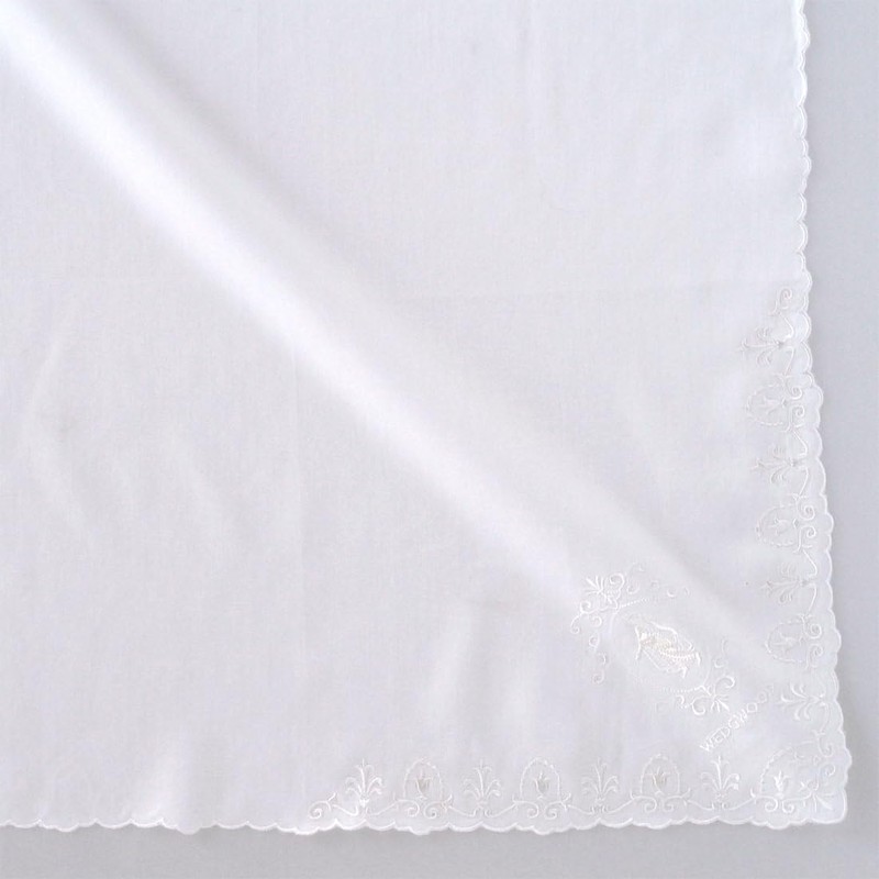 Wedgwood 138017-2202-10 Embroidered Handkerchief (White) Jasper [100% Cotton] Women's 18.1