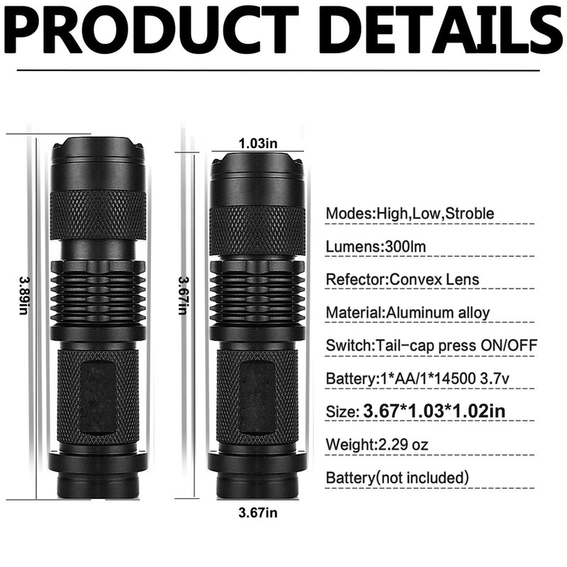 HYVCZP Scalable Blue LED Flashlight 3 Mode Powerful Long Range